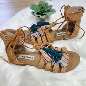 Steve Madden Monrowe Tassel Gladiator Sandals 6.5